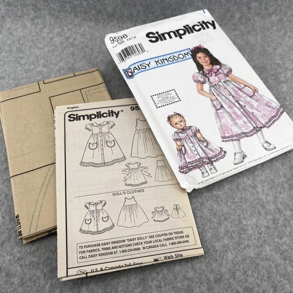 Uncut Daisy Kingdom‎ 9598 Girls Dress Doll Clothes Pattern Size 5-8 Simplicity